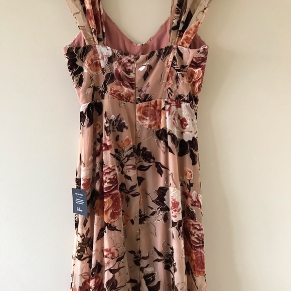 Lulus Composed Beauty Blush Pink Burnout Velvet Floral Midi Dress, NWT - Picture 9 of 16